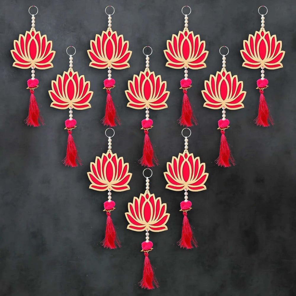 Pack Of 10 Lotus Hangings For Diwali Decoration – Floral Wall Hangings For😻